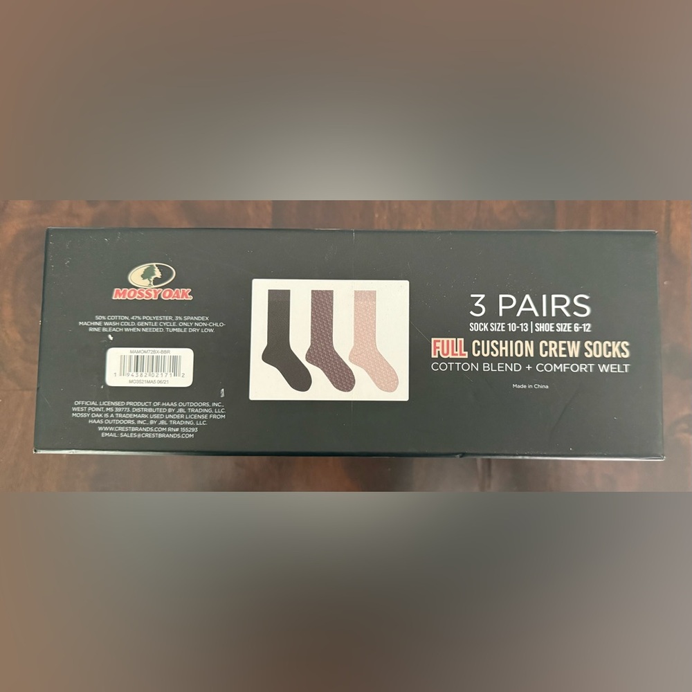 Mossy Oak Men's Crew Socks - Black, Brown, Tan